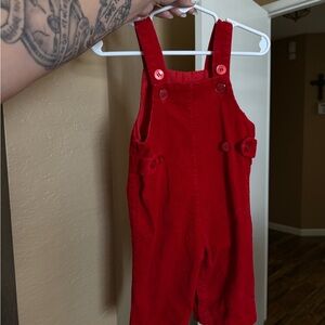 Vintage young man Red Corduroy overalls